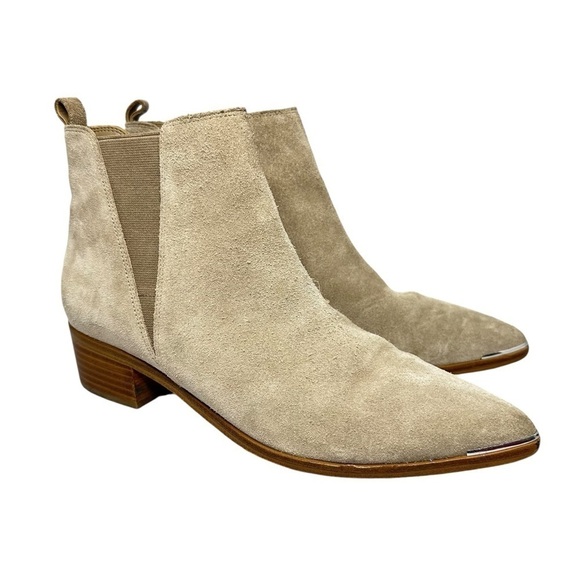 Marc Fisher Beige Yale Pointy‎ Toe Chelsea Suede Leather Women’s Bootie Size 8M - Picture 1 of 14